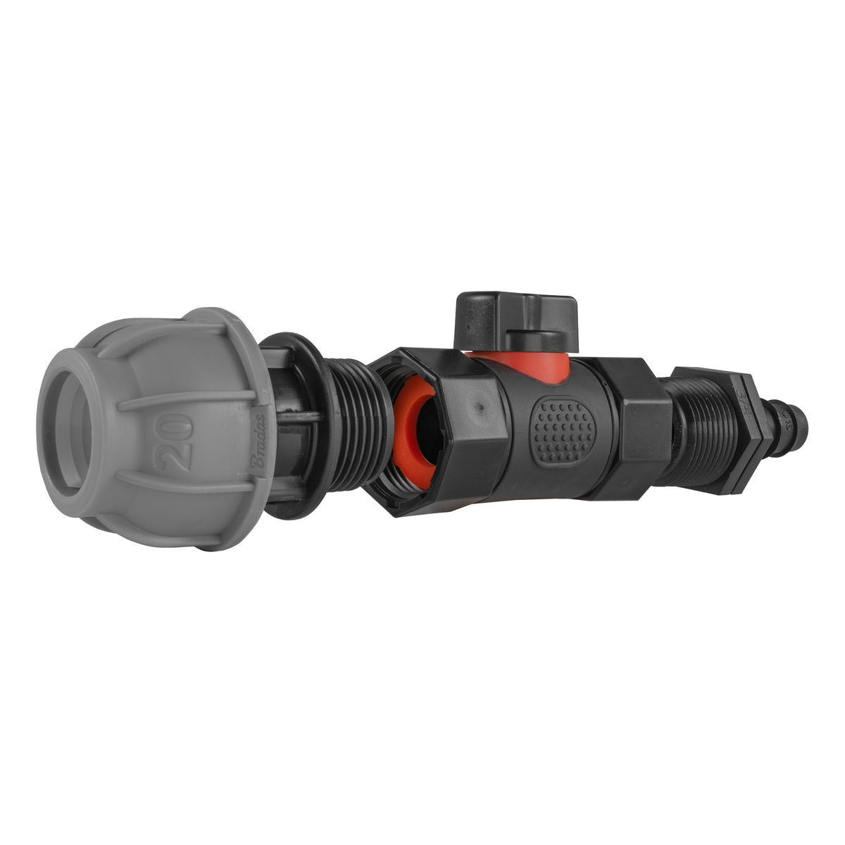 20mm MDPE Connector & Valve – 16mm Irrigation Barb