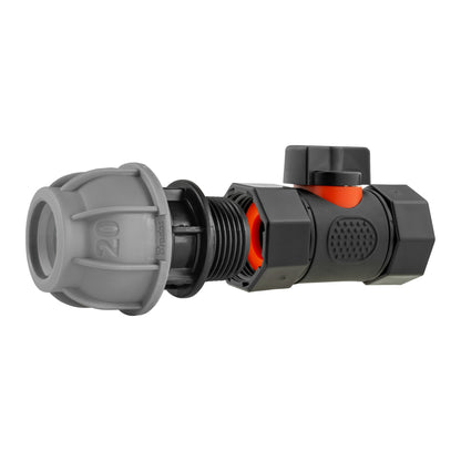 20mm MDPE Connector & Valve – ¾″ BSP Female Outlet