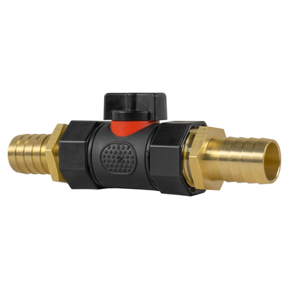 Black Inline Valve with 2 19mm Brass Barbs