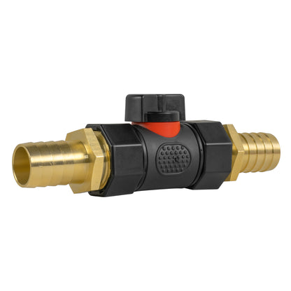 Black Inline Valve with 2 19mm Brass Barbs
