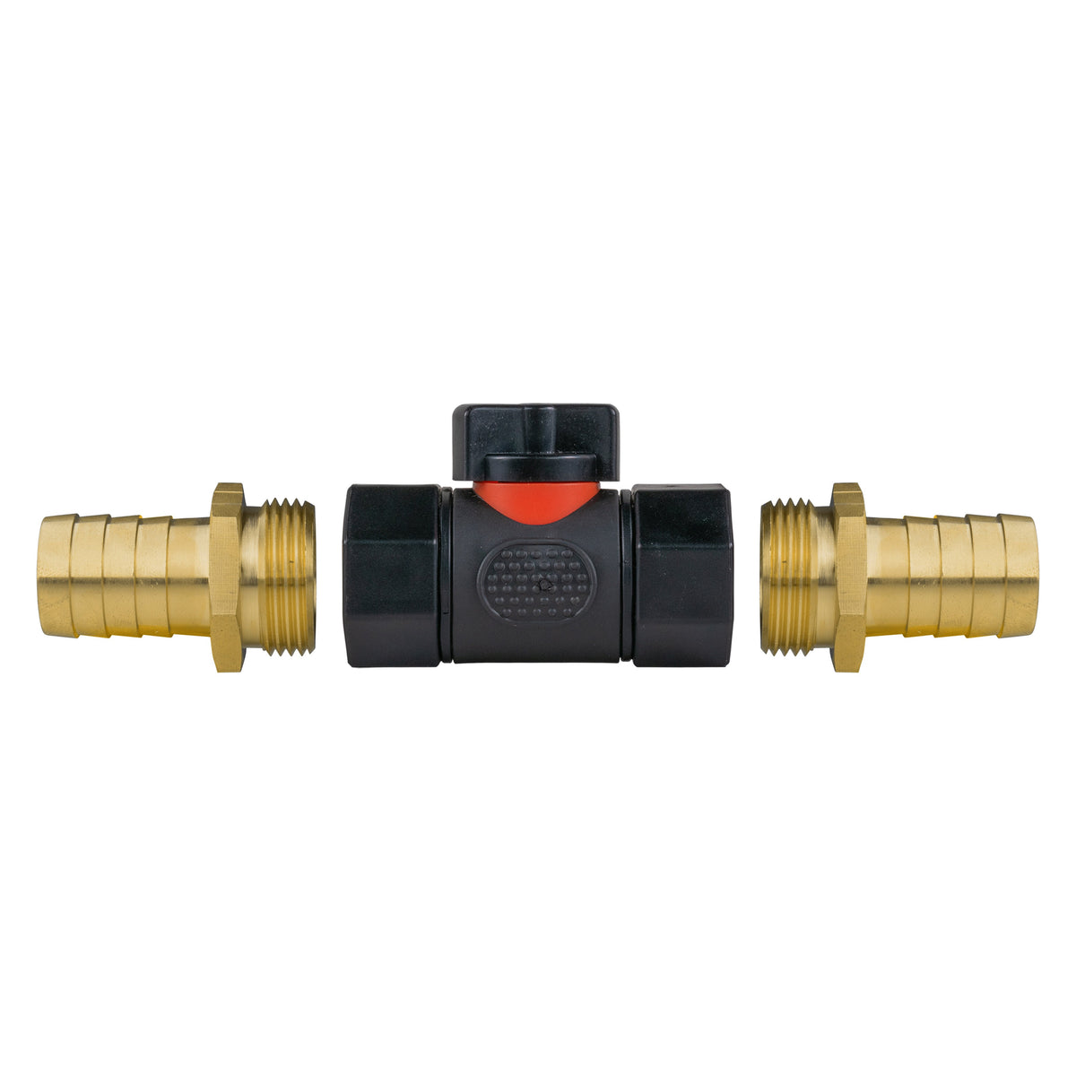 Black Inline Valve with 2 19mm Brass Barbs