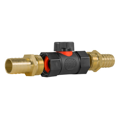 Black Inline Valve with 2 19mm Brass Barbs