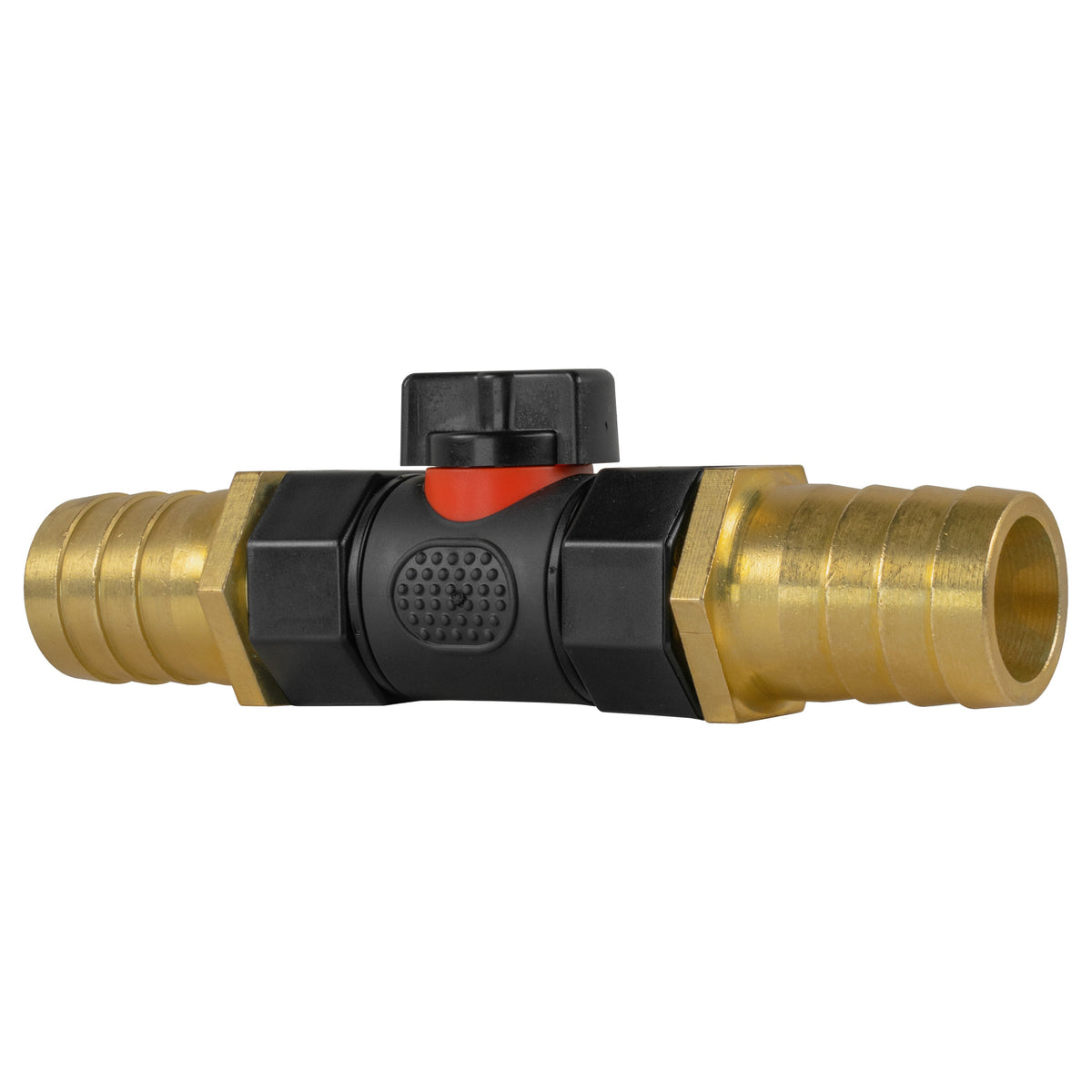 Black Inline Valve with 2 25mm Brass Barbs