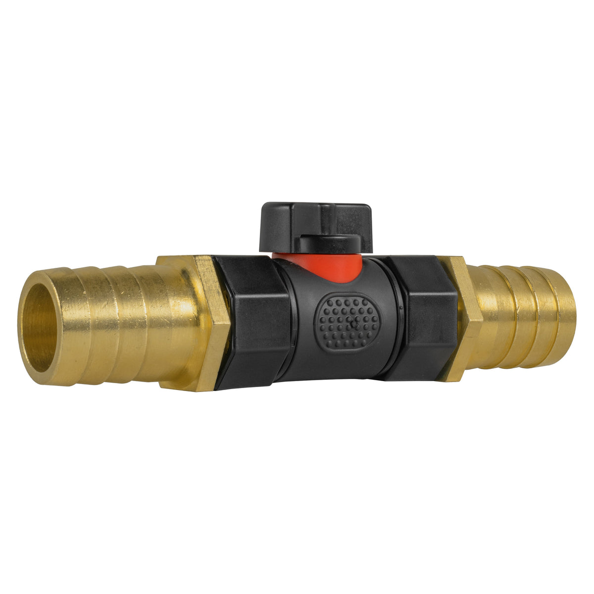 Black Inline Valve with 2 25mm Brass Barbs
