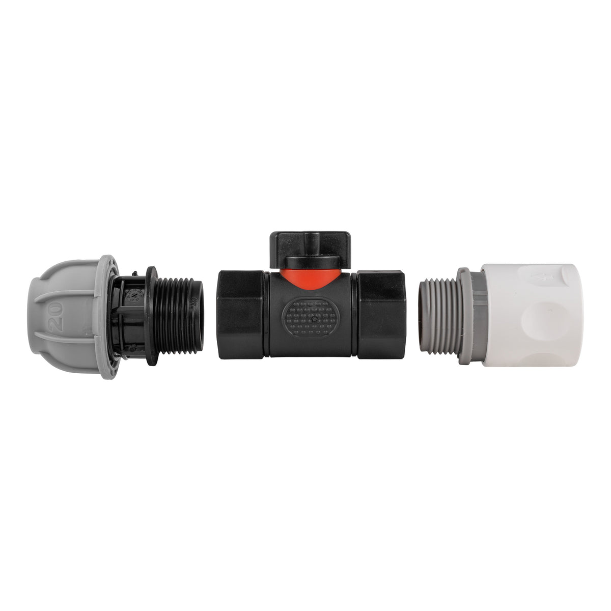 White Line Female Quick Coupling & Valve – 20mm MDPE Connector
