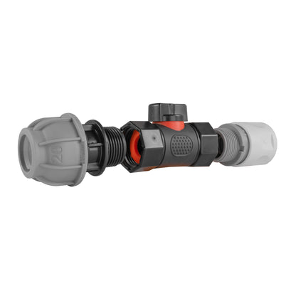 White Line Female Quick Coupling & Valve – 20mm MDPE Connector