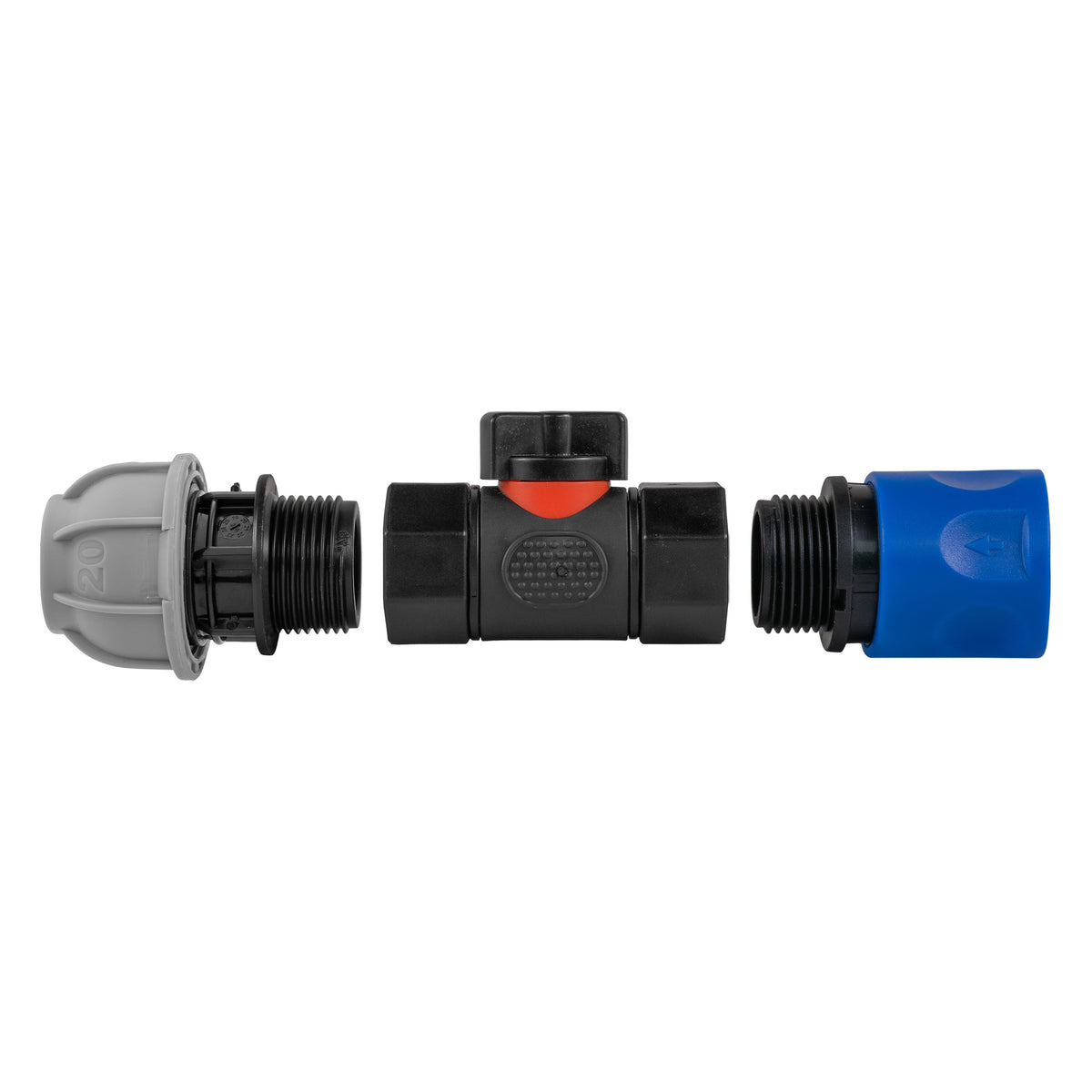 Blue Female Quick Coupling & Valve – 20mm MDPE Connector