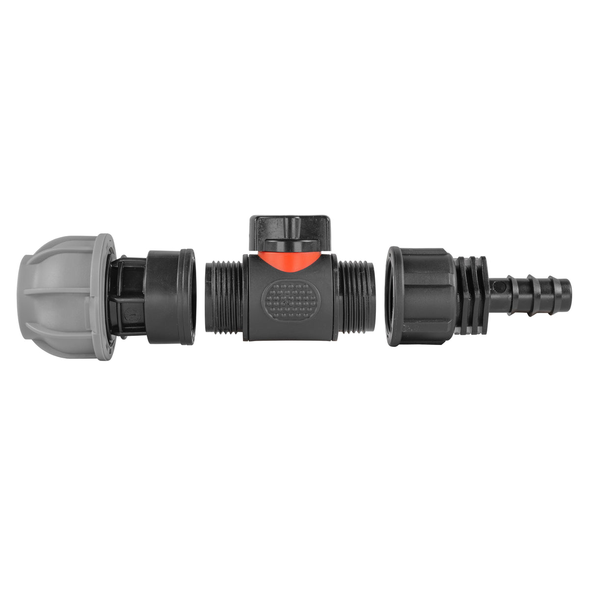 Inline Valve Kit – 20mm MDPE Connector to 16mm Irrigation Barb