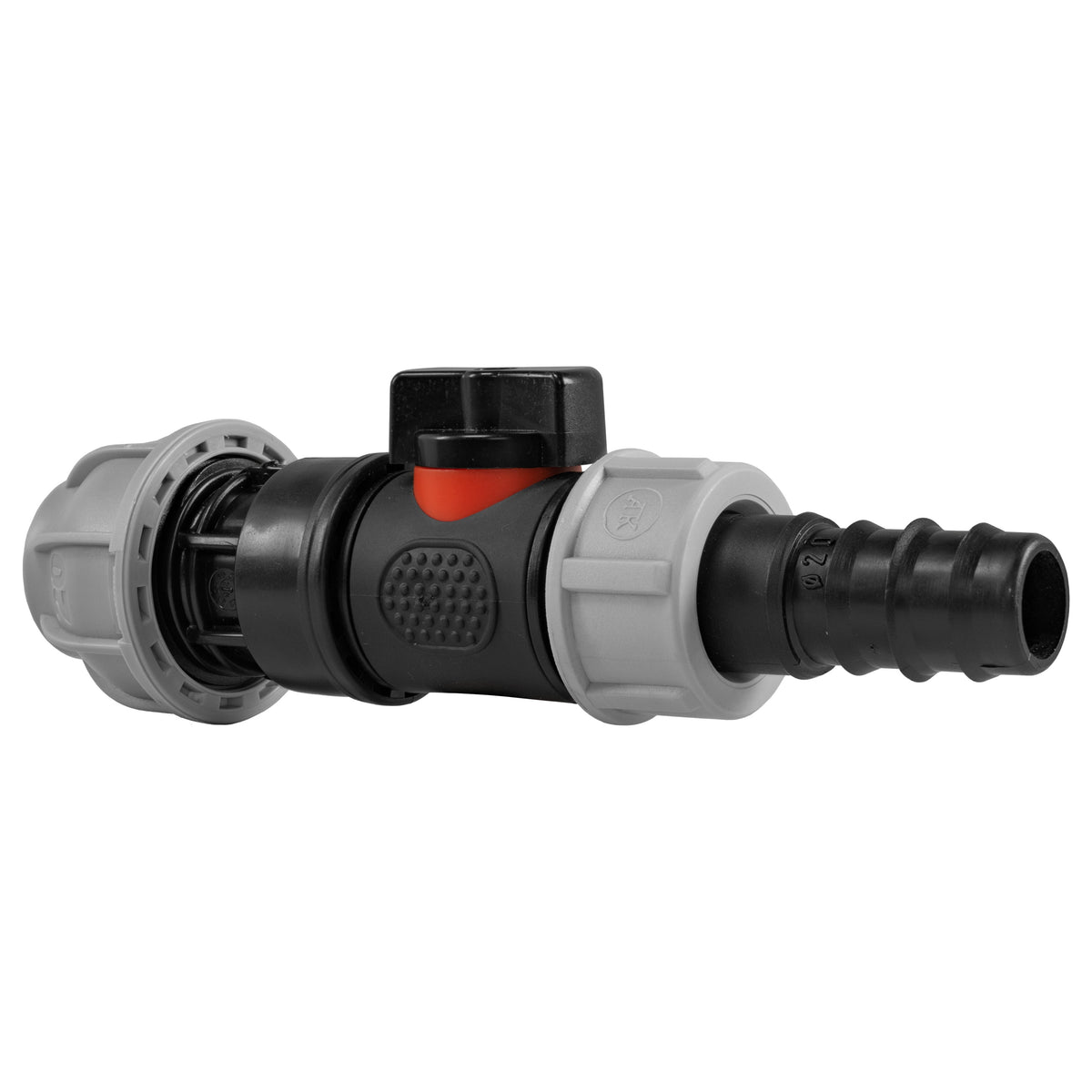 Inline Valve Kit – 20mm MDPE Connector to 20mm Irrigation Barb