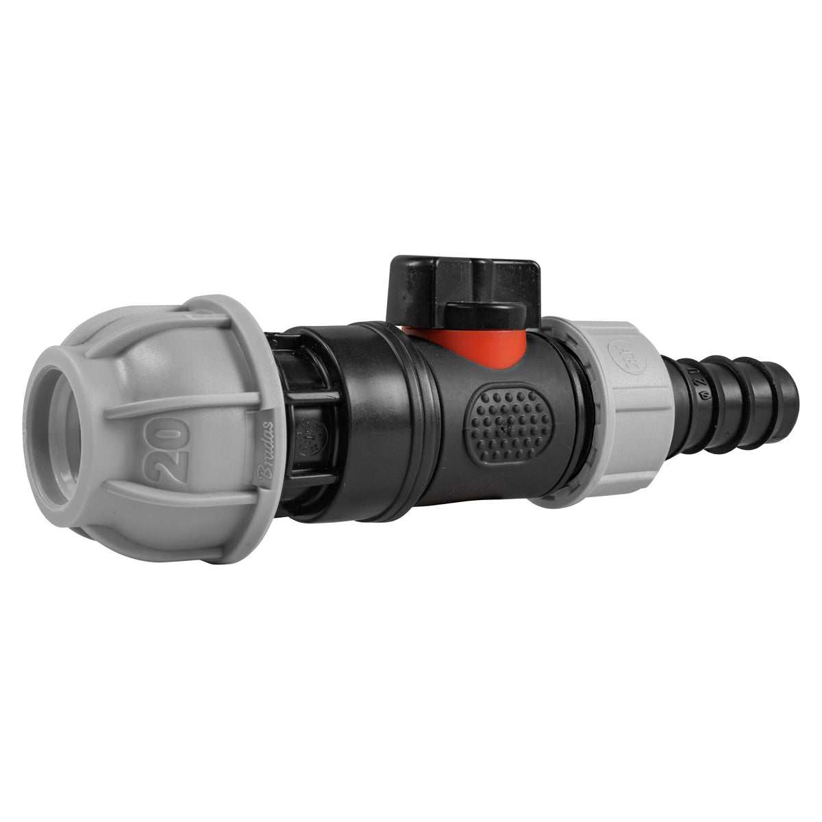 Inline Valve Kit – 20mm MDPE Connector to 20mm Irrigation Barb