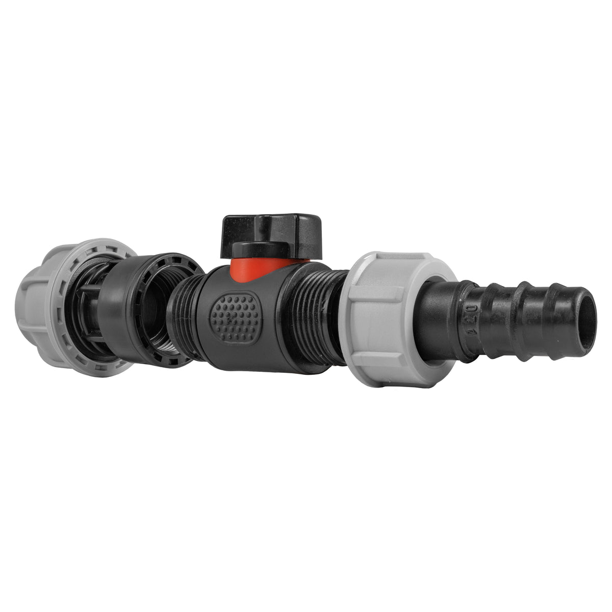 Inline Valve Kit – 20mm MDPE Connector to 20mm Irrigation Barb