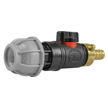 Inline Valve Kit – 20mm MDPE Connector to 13mm Brass Barb