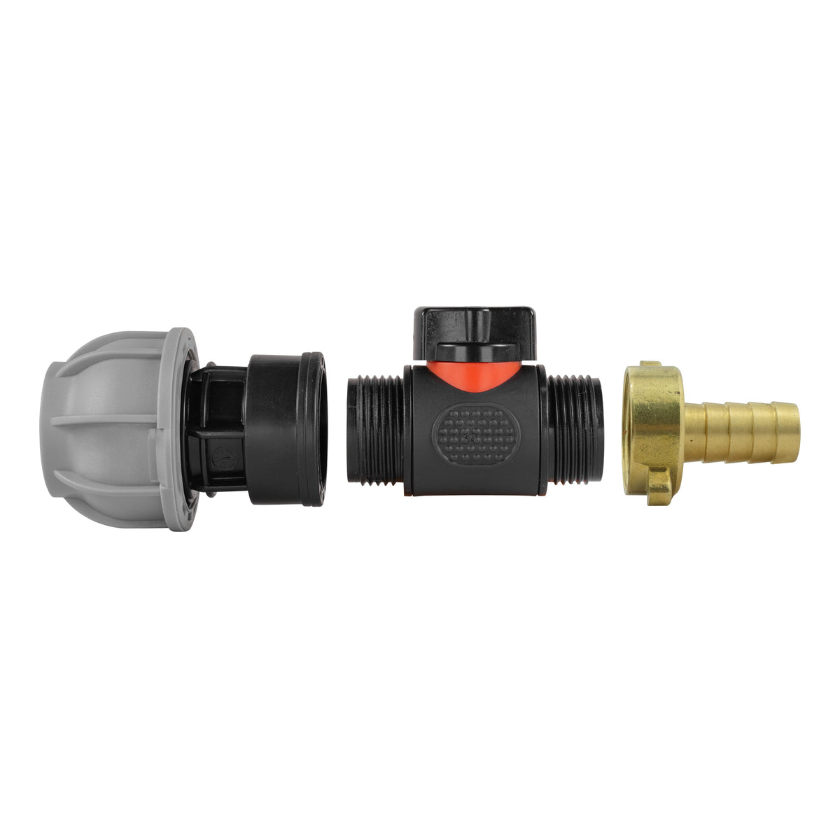 Inline Valve Kit – 20mm MDPE Connector to 13mm Brass Barb