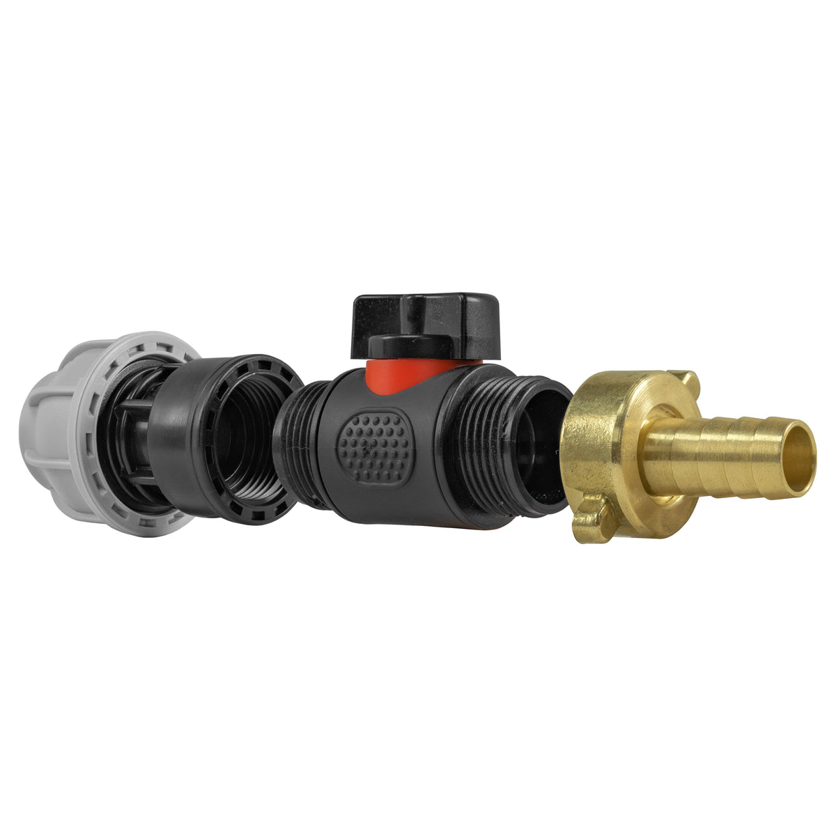 Inline Valve Kit – 20mm MDPE Connector to 13mm Brass Barb