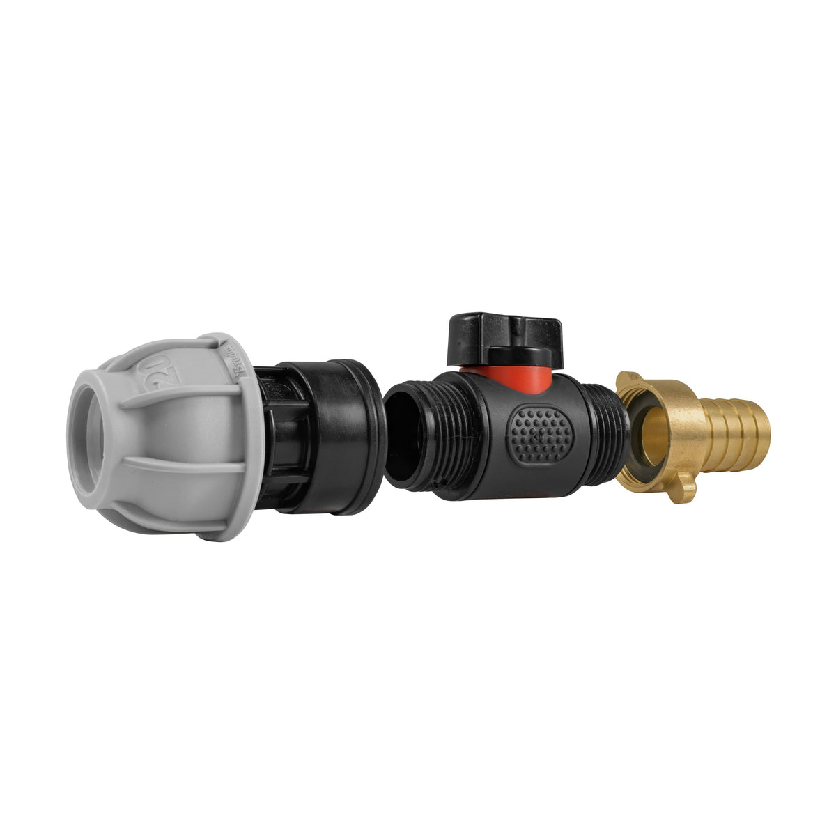 Inline Valve Kit – 20mm MDPE Connector to 19mm Brass Barb