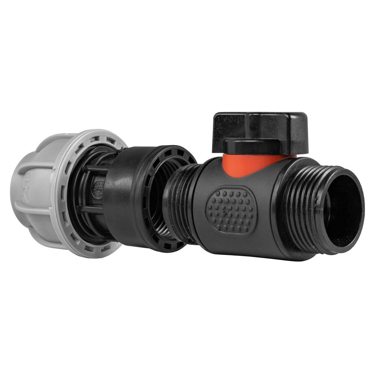 Inline Valve Kit – 20mm MDPE Connector to ¾″ BSP Male Outlet