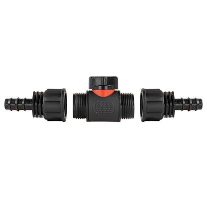 Black Inline Valve with 2 16mm Irrigation Barbs