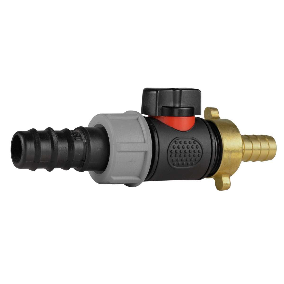 Inline Valve Kit – 20mm Irrigation Barb to 13mm Brass Barb