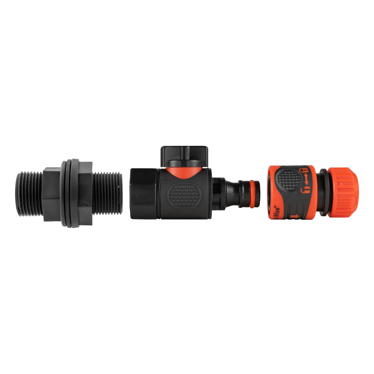 Water Butt Valve Kit & Orange Locking ½″ Coupler