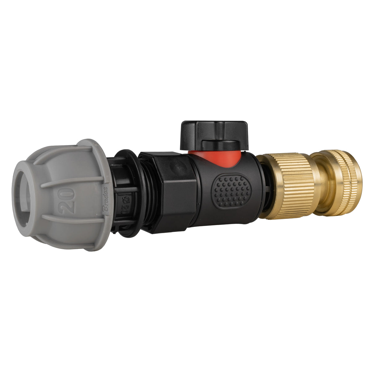 20mm MDPE Valve Kit with Brass ½″ Hose Connector