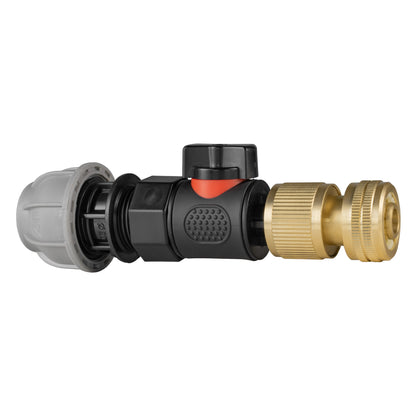 20mm MDPE Valve Kit with Brass ½″ Hose Connector