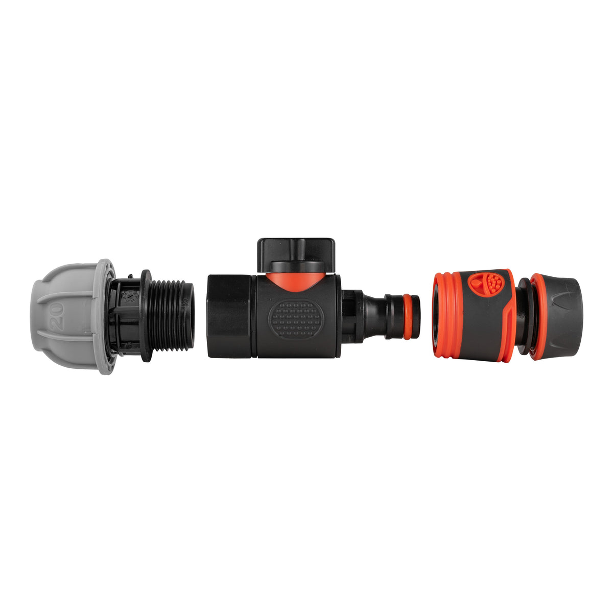 20mm MDPE Valve Kit with Soft-Touch ½″ Hose Connector