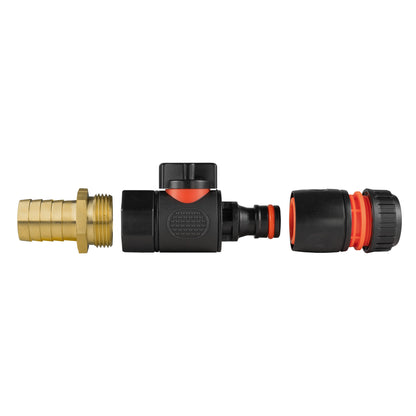 19mm Brass Barb Valve Kit with ½″ Hose Connector