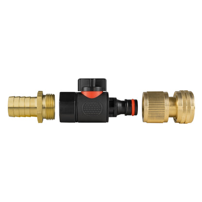 19mm Brass Barb Valve Kit with Brass ½″ Hose Connector