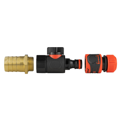 25mm Brass Barb Valve Kit & Orange Locking ½″ Coupler