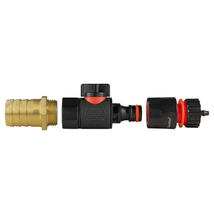 25mm Brass Barb Valve Kit with 4mm Micro-Barb Coupler