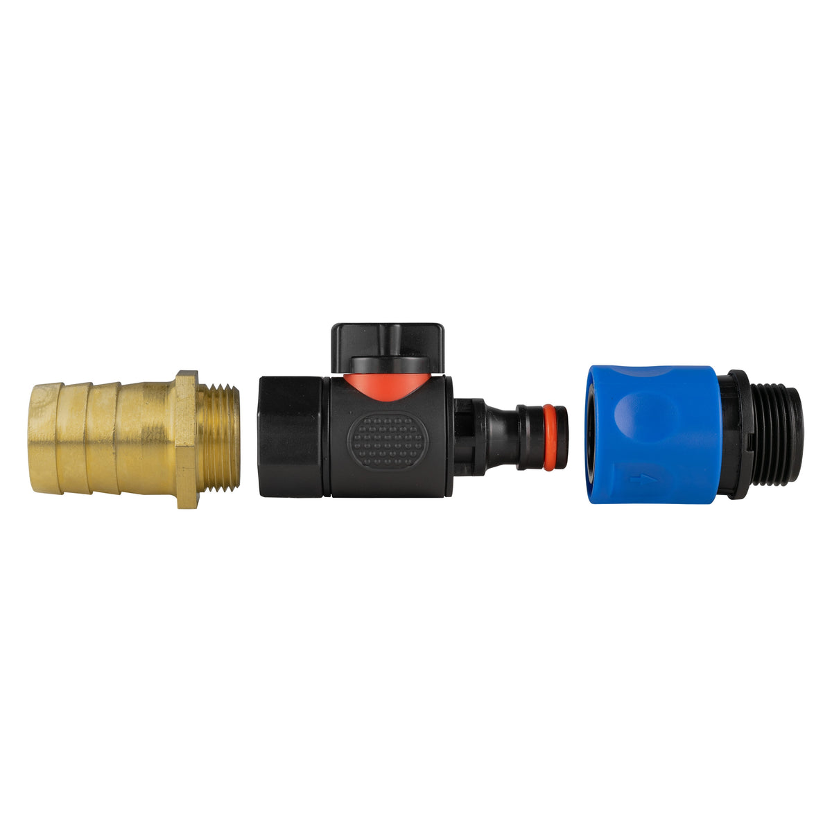 25mm Brass Barb Valve Kit with ¾″ BSP Male Coupler