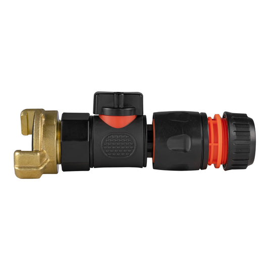 Geka Type Connector with Valve & Hose Connector Black