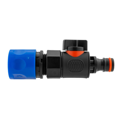 Black manual valve kit with female snap-on socket and male snap-on plug.