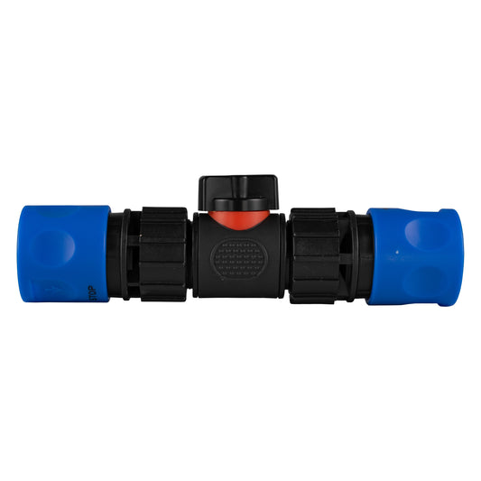 In-Line Valve with 2 x Click-Lock Hose Connectors Blue