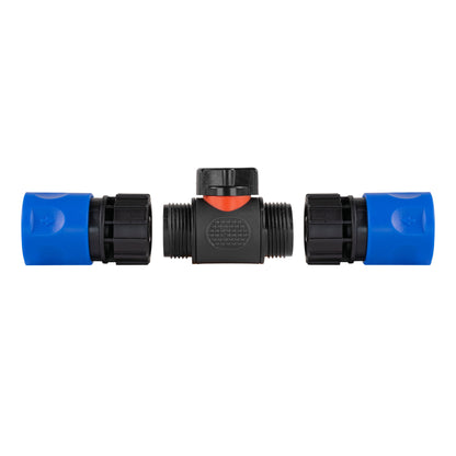 In-Line Valve with 2 x Click-Lock Hose Connectors Blue