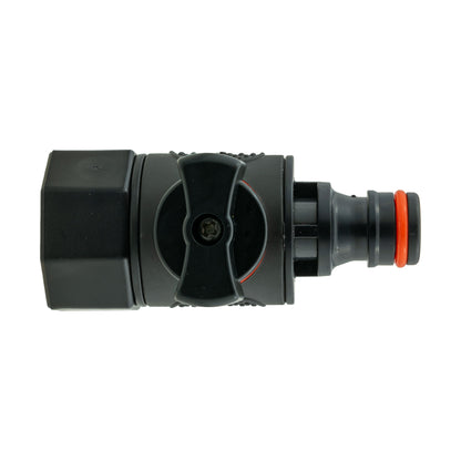 Water Butt Connector 3/4" BSP with Valve & Hose Connector 4mm Barb