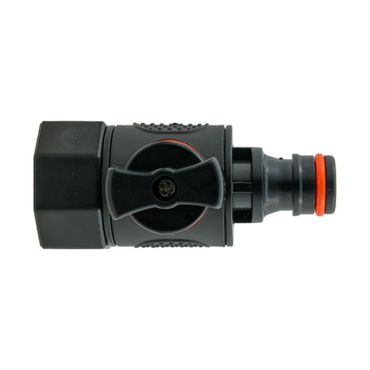 Water Butt Connector 3/4" BSP with Valve & Hose Connector 4mm Barb