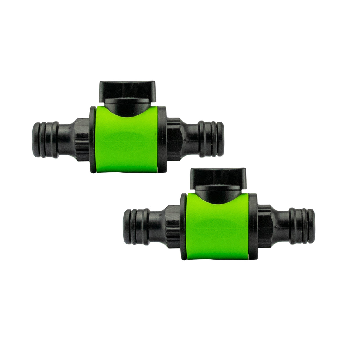 Inline Hose Valve Kit – 2 Valves & 4 Connectors, Green & Black