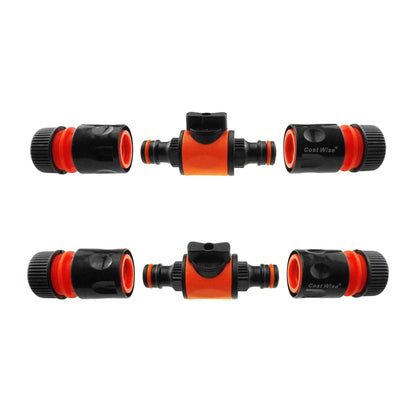 Inline Hose Valve Kit – 2 Valves & 4 Connectors, Orange & Black
