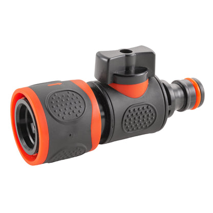 Black/Orange Soft-Touch Quick Hose Valve – Female to Male