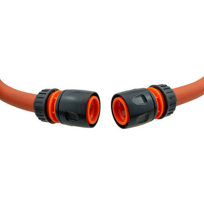 Grey ½″ Garden Hose Set with Two Black/Orange Connectors