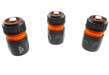 Water-Stop Female Hose Connector for ½″ or ⅝″ Hose – Black