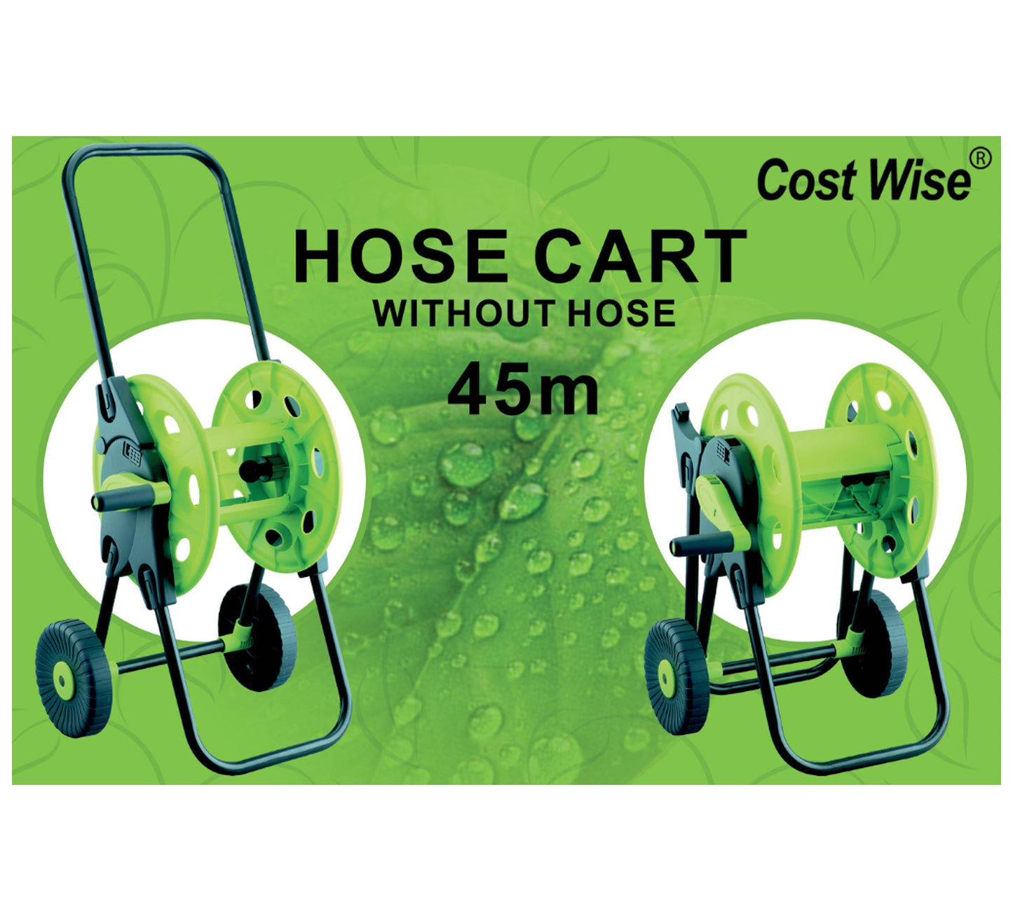 Hose Reel with Wheels for 45m 1/2" Garden Hose