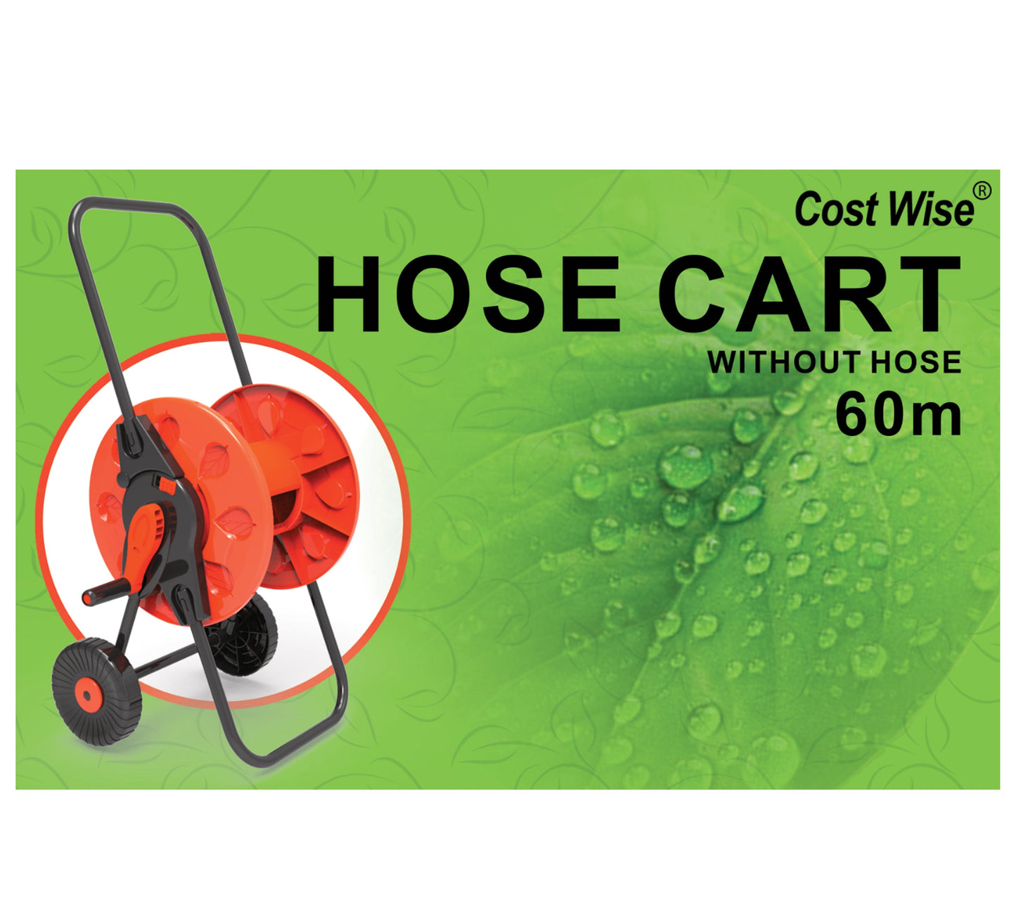 Hose Reel with Wheels for 60m 1/2" Garden Hose