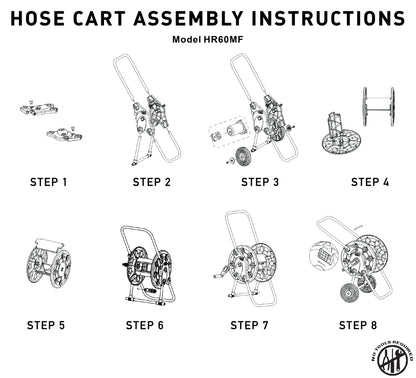 Hose Reel with Wheels for 60m 1/2" Garden Hose