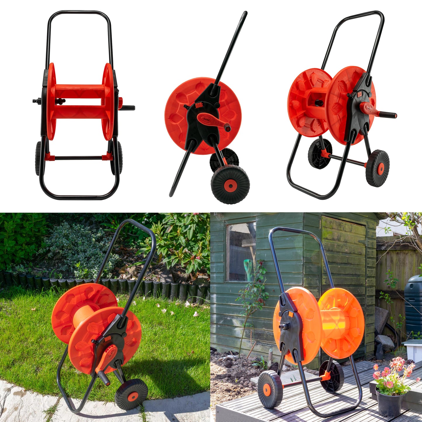 Hose Reel with Wheels for 60m 1/2" Garden Hose