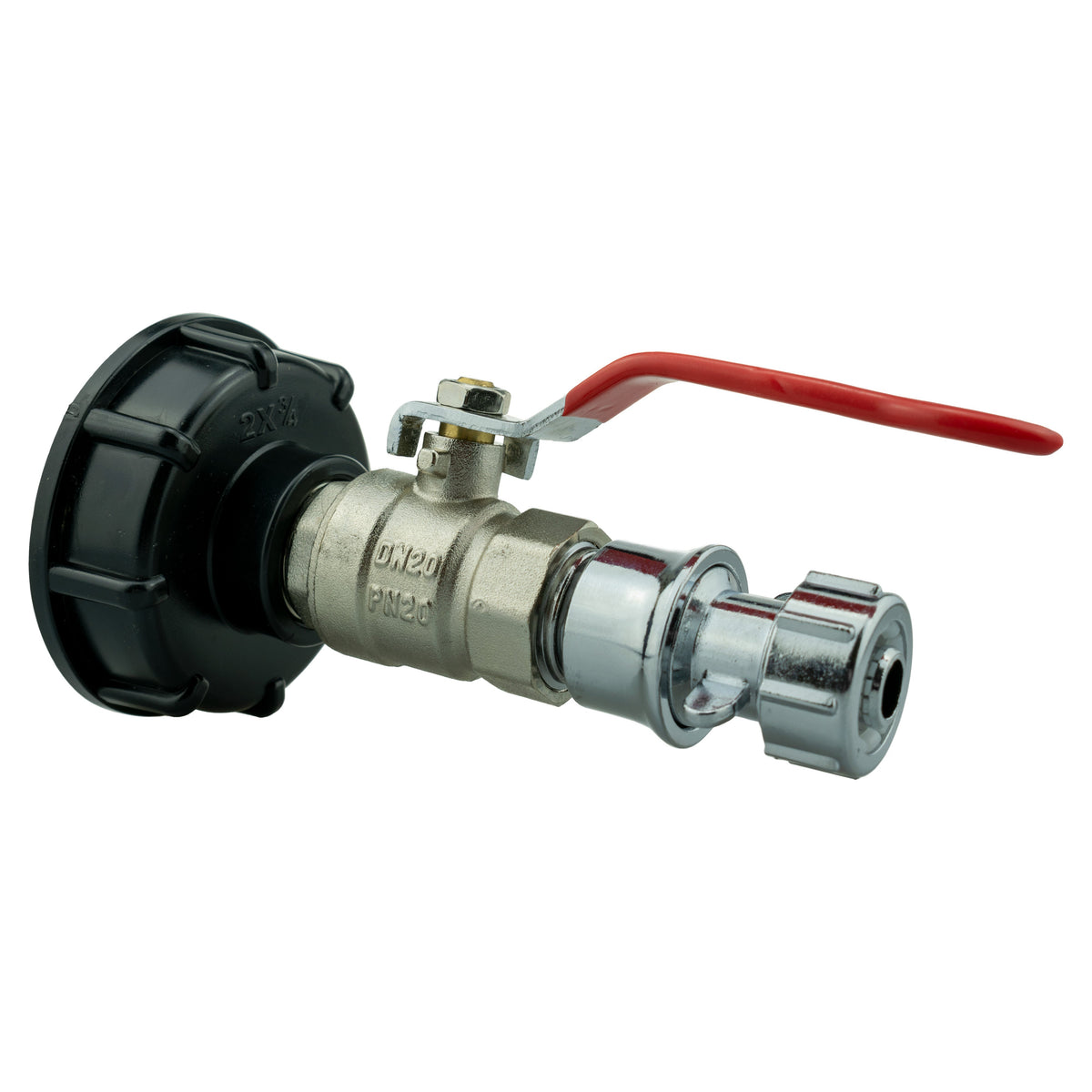 S60x6 IBC Brass Lever Valve Kit with Zinc Hose Socket