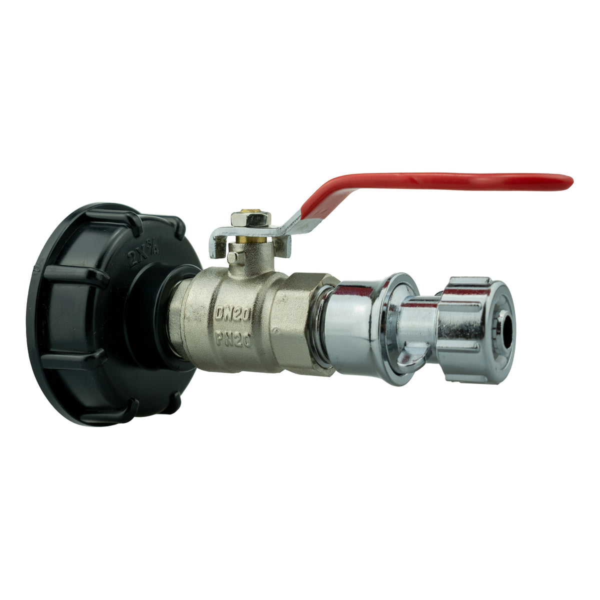 S60x6 IBC Brass Lever Valve Kit with Zinc Hose Socket
