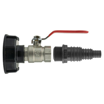 IBC S60X6 Cap & Brass Lever Valve – 13/20/25mm Stepped Hose Tail