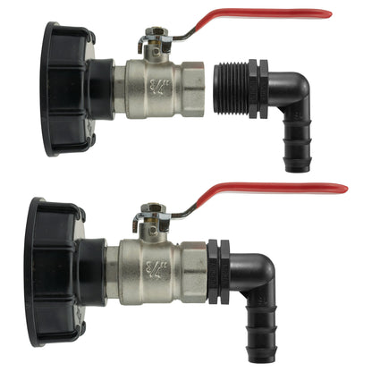 IBC S60X6 Cap & Brass Lever Valve – 16mm Barb Elbow